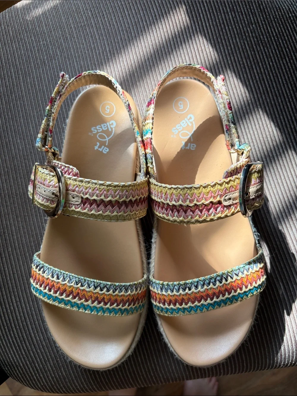 Girls' Art Class Multicolor Woven Strap Sandals - 5